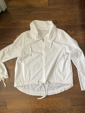 Nanette Lepore White Windbreaker jacket with laser-cut bird pattern-Large